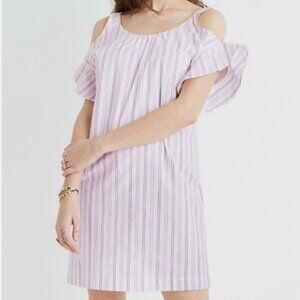 Madewell - Rose Stripe Cold-Shoulder Dress (Size XS)